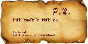 Pázmán Márk névjegykártya